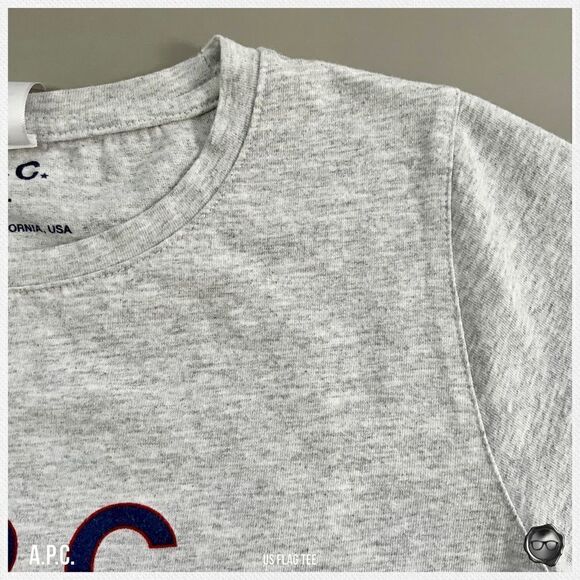 A.P.C. U.S. FLAG TEE IN GREY MELANGE 2017 U.S. CAPSULE COLLECTION T-SHIRT NWT - Picture 7 of 14